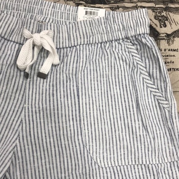 Style & Co Striped Linen Cropped Pants - Picture 7 of 10